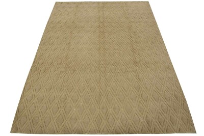 Moroccan Rug 8'2'' x 10'1'' Beige Wool Contemporary Hand-Knotted Carpet