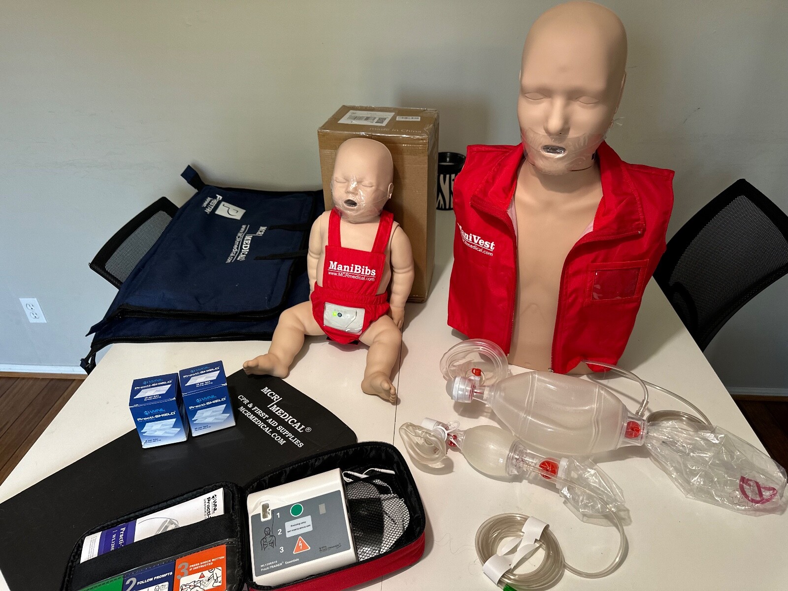 Adult and Infant CPR Manikin, Feedback, AED, AMBU, American Heart