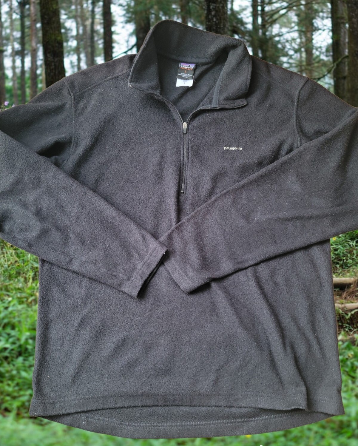 Patagonia Capilene 1/4 Zip Size L Baselayer Long Sleeve Mock Neck Blacl Fleece