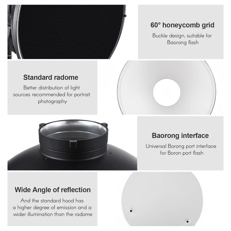 Refletor padrão de 30 cm/11,8 pol. montagem Bowens com difusor branco N6P5 - Imagem 4 de 4