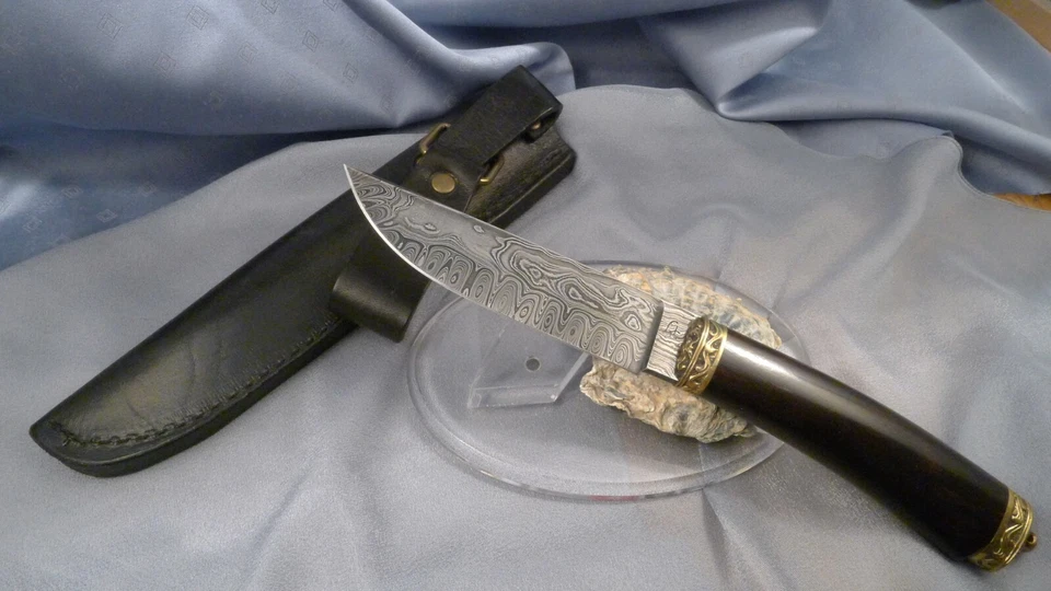 JAGDMESSER Hochkarbon mehrlagiger Wild-Damast Vlad Matveev HUNTING KNIFE - Bild 3 von 4