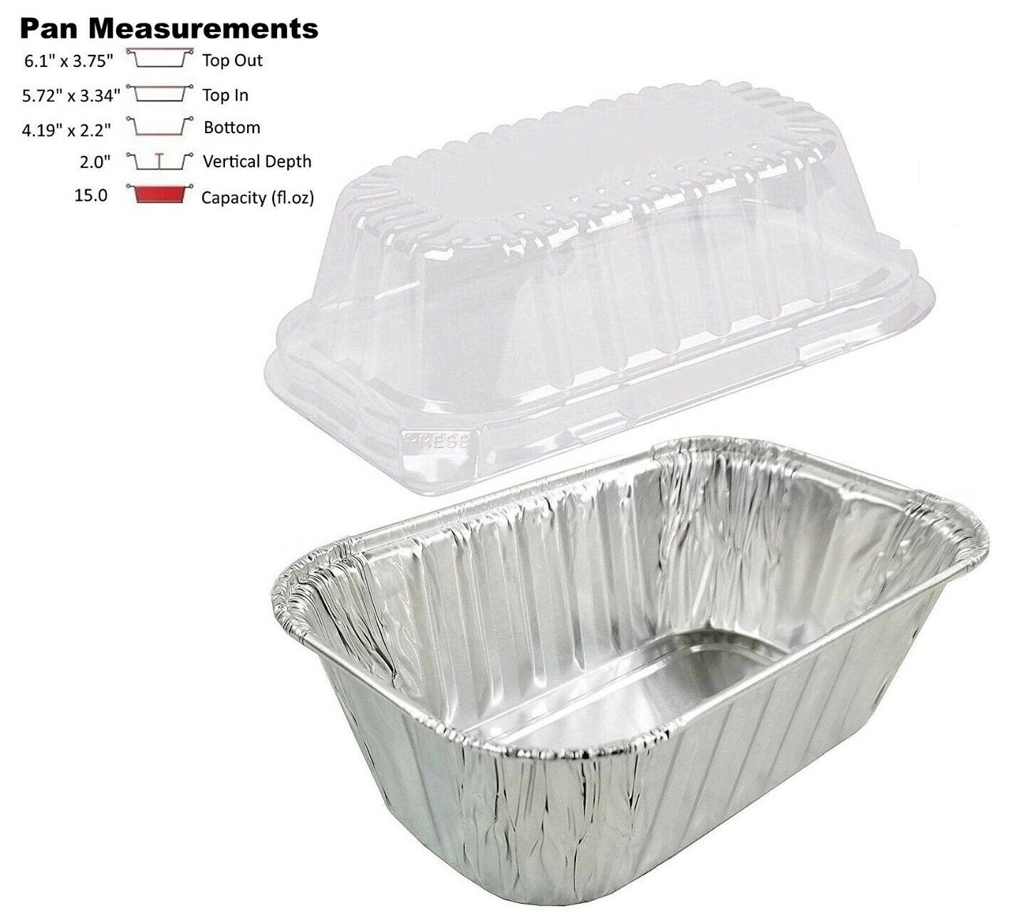 1 lb. Disposable Aluminum Foil Mini-Loaf Bread Pan w/Clear High Dome Lid 50/PK