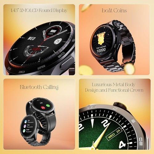boAt Enigma Men's Luxury Watch 1.43"(3.63 cm) AMOLED Display (Metal Black) - 第 3/11 張圖片