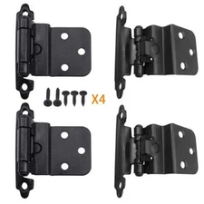 4 Pack 3/8" Offset Inset Cabinet Hinges Matte Black Kitchen Door Hardware