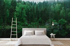 3D Green Forest Self-adhesive Removeable Wallpaper Wall Mural Sticker