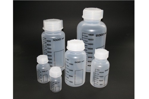 Flacone a collo largo graduato tondo 50 ml, 100 ml, 250 ml, 500 ml, 1000 ml 2000 ml - Foto 1 di 7