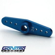NEW Go Nitro Hobbies 24T Aluminum 2 Way Servo Arm Blue Hitec
