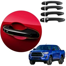 ABS Imitate Carbon Fiber One Sensor Door Handle Cover For Toyota Hilux 2015-2024