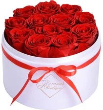 Flowers Forever in a Box 12 Preserved Roses in Velvet Box, Birthday, for Women,
