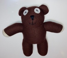 Mr Bean s Teddy Bear Plush Brown Knit X Eyes Knit White Paw 10" Tiger