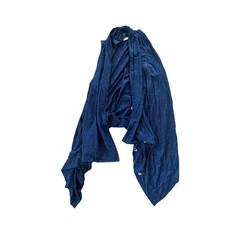 Graham & Spencer Draped Sleeveless Vest Navy Blue Cotton Modal Button Small