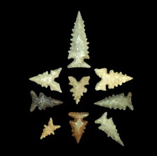 CACHE OF 9 CADDOAN ARROWHEADS BOWIE CO TEXAS ARTIFACTS COLLECTIBLE PARTAIN COAs