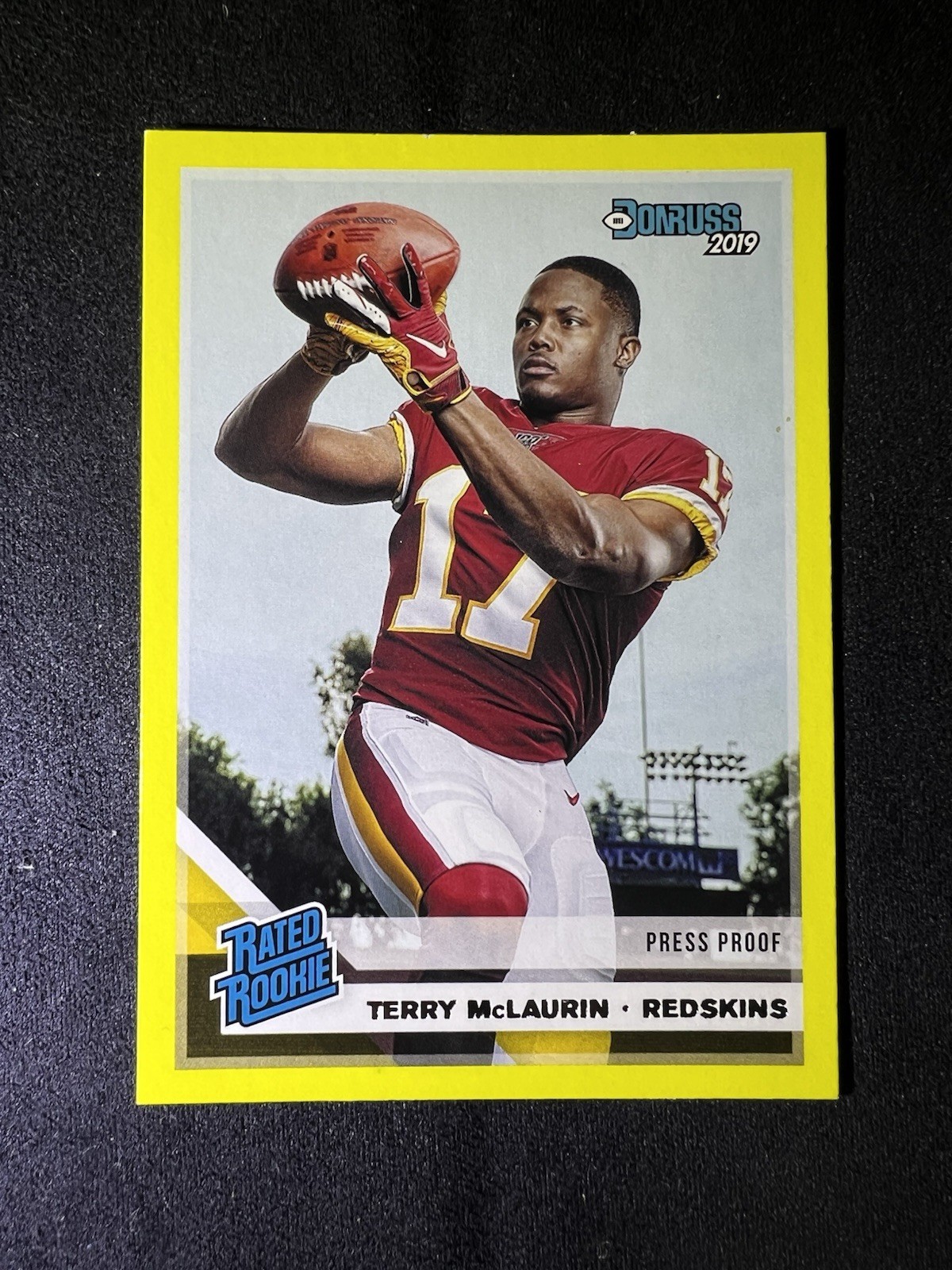 2019 Donruss #329 Terry McLaurin Press Proof Yellow RC Rated Rookie Commanders