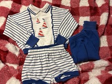  VINTAGE Baby Dior. Rare Dior 4-piece. Sail boats, red, white,  blue
