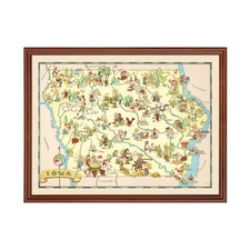 Old Map of Iowa 1935 - Vintage Iowa Art