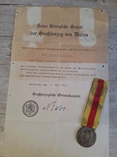 Baden Silberne Verdienstmedaille 1908-1918 mit Urkunde R.I.R. Nr 213