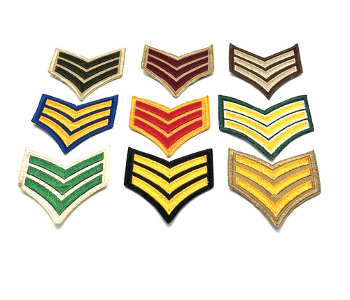Lot of 9 Military Rank Chevron Patches Multicolor Sew On Sergeant Insignia