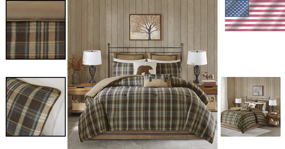 Juego de edredón a cuadros Rustic Lodge Hadley - Doble de gran tamaño, comodidad para todas las estaciones Foto 2 de 4