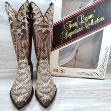 NOS VTG Tony Lama Signature Diamondback Cowboy Boots Men 10 D Brown Rattlesnake