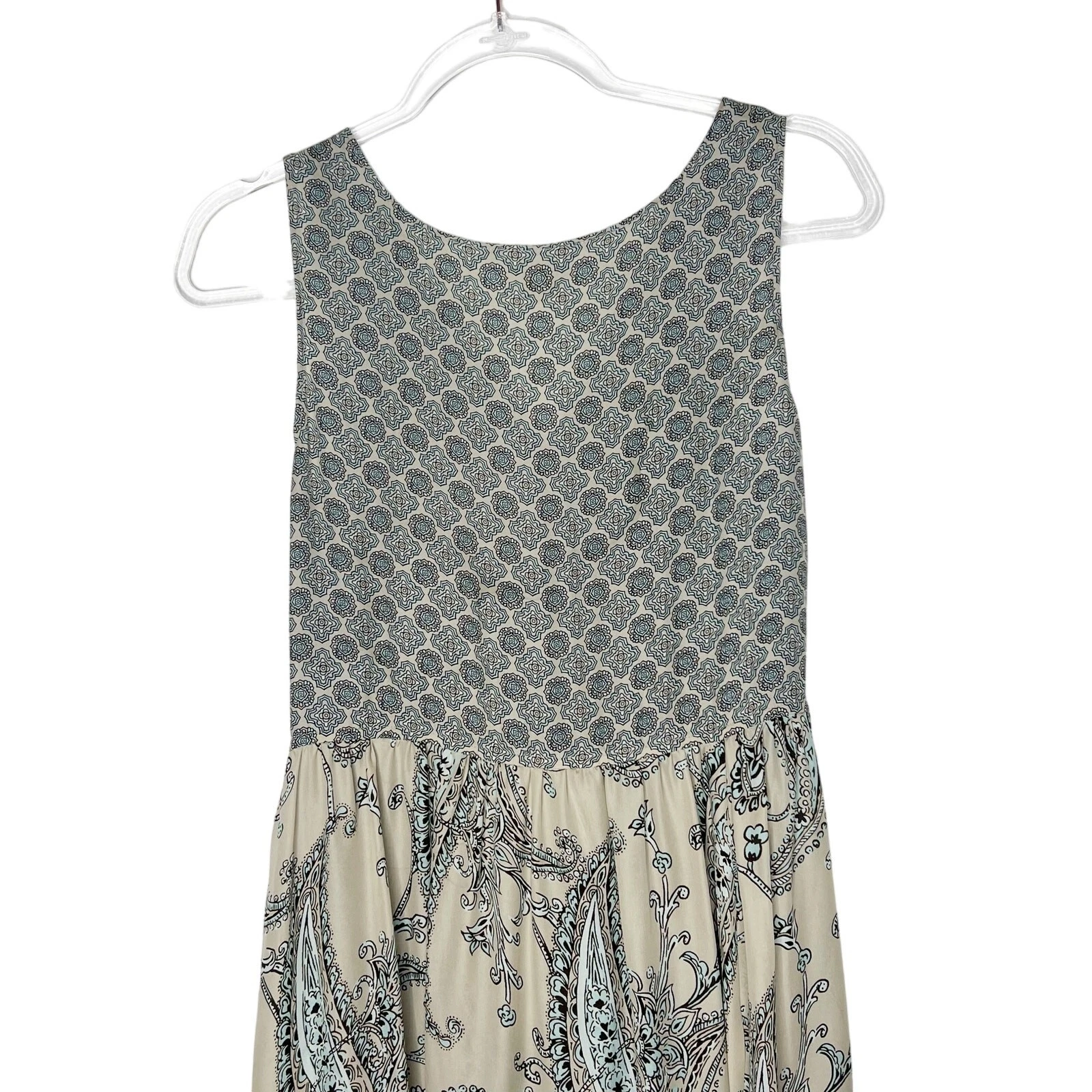 Abito midi senza maniche MICHAEL KORS stampa geometrica paisley panna multi taglia 8