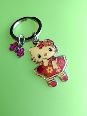 USJ Limited Kitty Key Chain Strap Local Osaka Limited Flower Pattern Dress