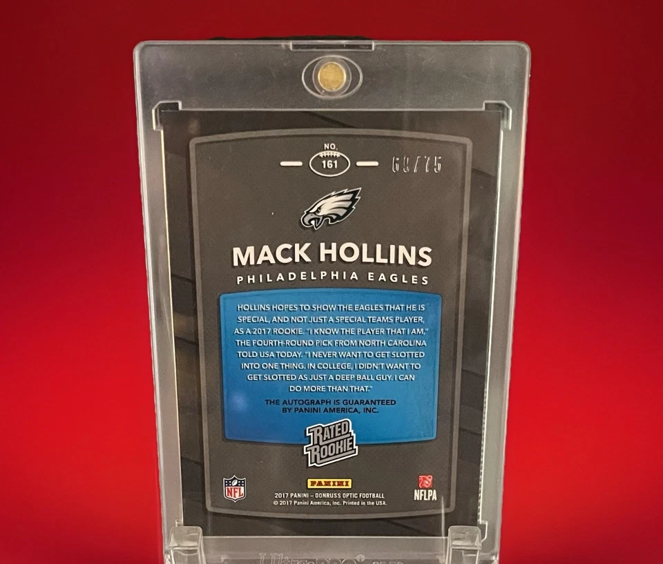 2017 Mack Hollins Optic Rated Rookie Blue Prizm #69/75 On Card Auto Patriots-🧲 - Image 2 of 2