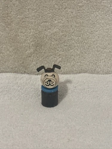 Vintage Wooden Fisher Price Little People Lucky Dog blue Collar Rivet FREE SHIP