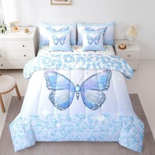 Cute Butterfly Comforter Set with Sheets 7 Piece Size Leopard Full Multi 04