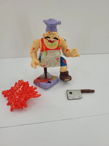 Vtg 1990 TMNT Teenage Mutant Ninja Turtles Pizza Face Action Figure  Accessories