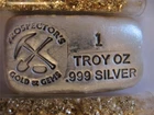 1-OZ. 999 RARE PURE SILVER HAND POURED PROSPECTOR'S BAR + GOLD 2012 $ CRASH INS