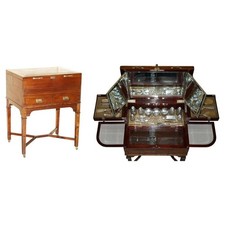 ANTIQUE 1820 JOHANN WAGNER & SOHN DRESSING TABLE WITH CUT GLASS CRYSTAL & SILVER