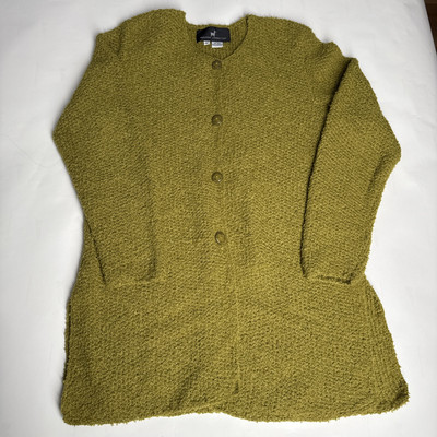 Peruvian Connection Cardigan Sweater Button/Open Front 100% Wool Longline