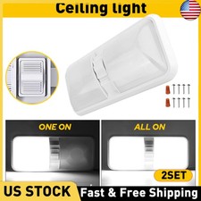 2PCS RV 12v Interior light w/switch Frosted DOUBLE DOME Camper Trailer Marine