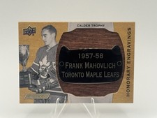 2019-20 UD Engrained FRANK MAHOVLICH Honorary Engravings Calder Trophy 081/100
