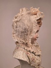 VICTORIAN 19TH C CHILD  S LACE BABY BONNET W RUFFLES 