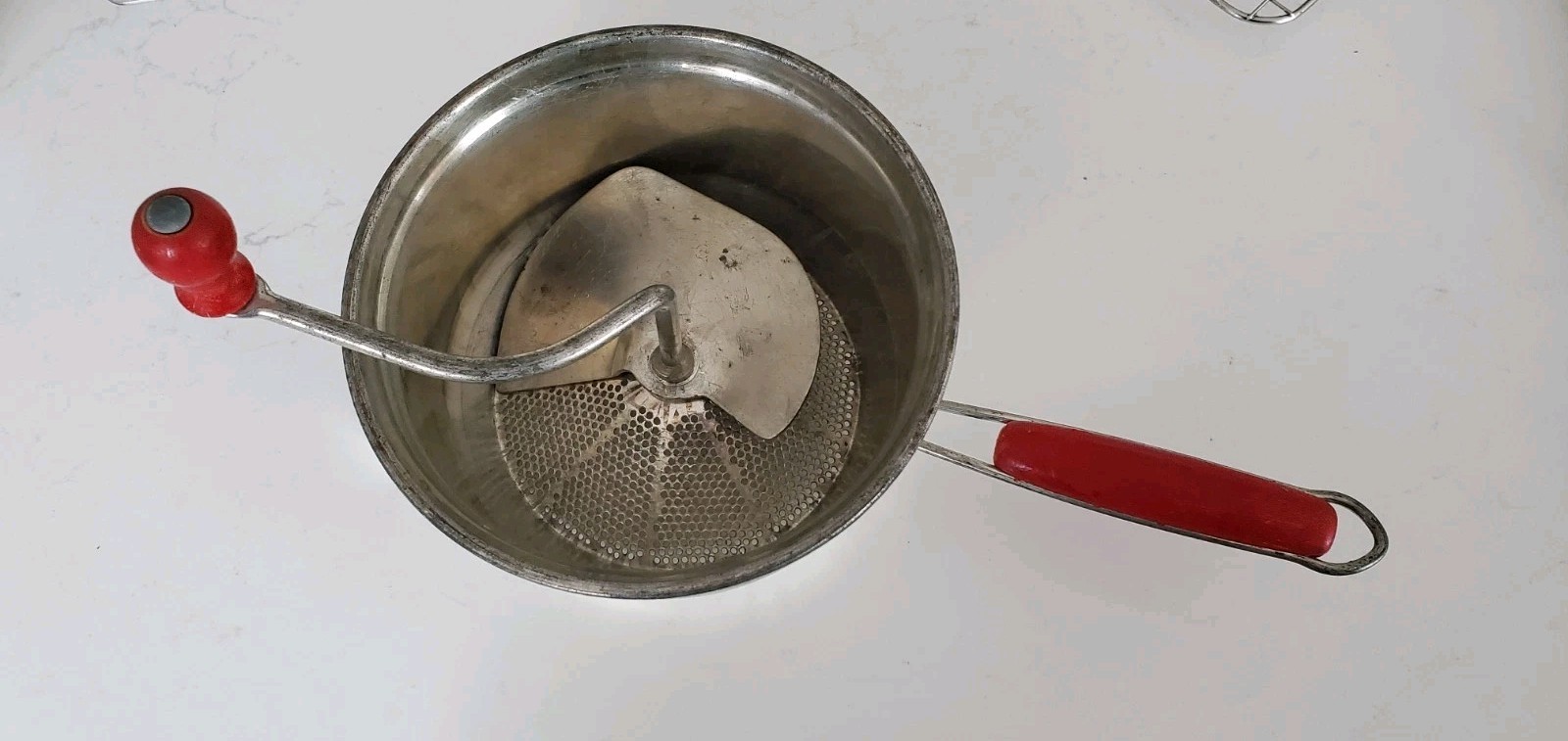 Vintage Foley Food Mill Tomato De-Seeder For Juice Grinder Canning Red Handle