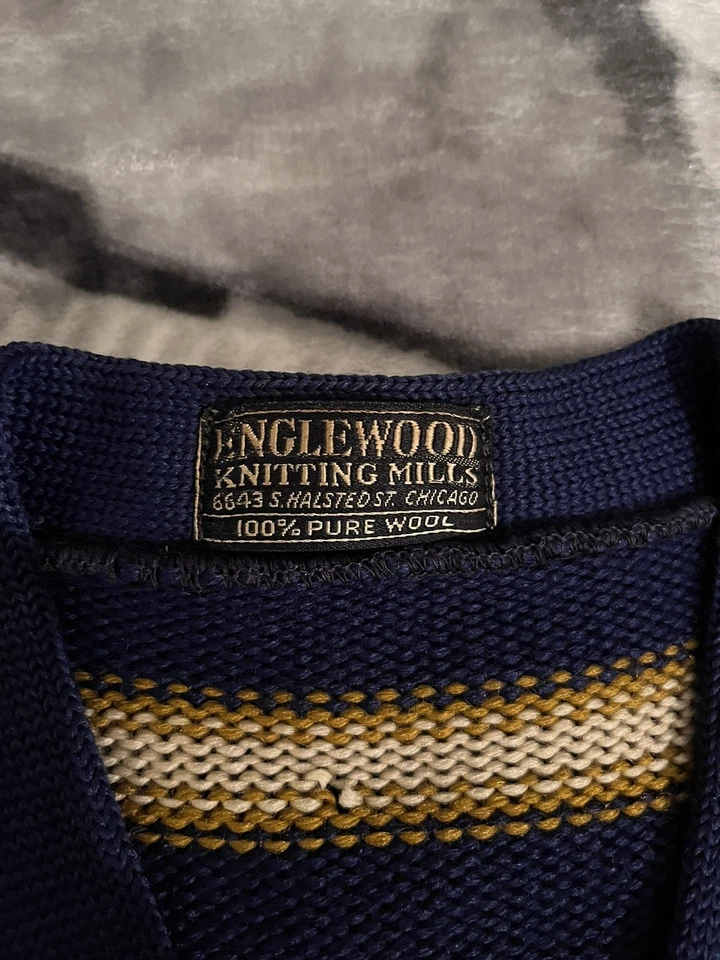 Cárdigan suéter de lana Letterman de colección Englewood Mill 1949 TILDEN TECH VARSITY BAND Foto 4 de 4