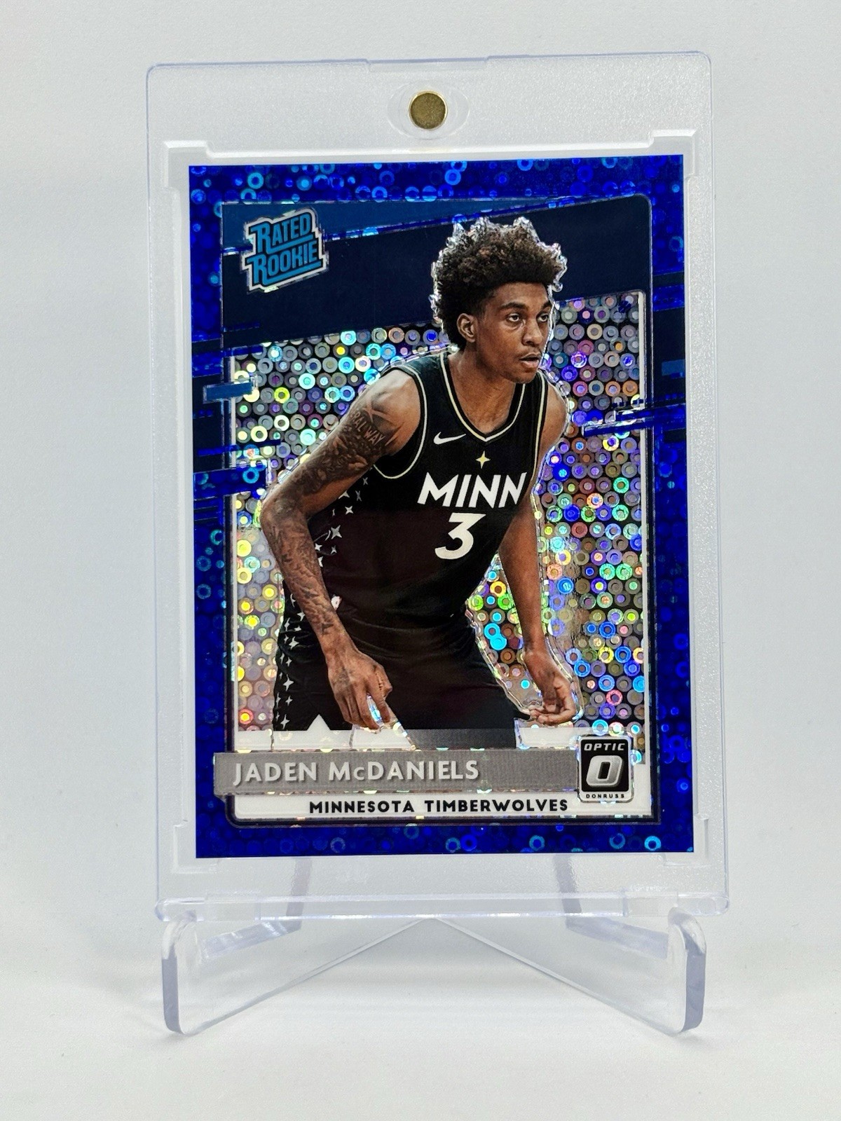 2020-21 DONRUSS OPTIC JADEN MCDANIELS BLUE DISCO PRIZM REFRACTOR RC #’d 23/50!