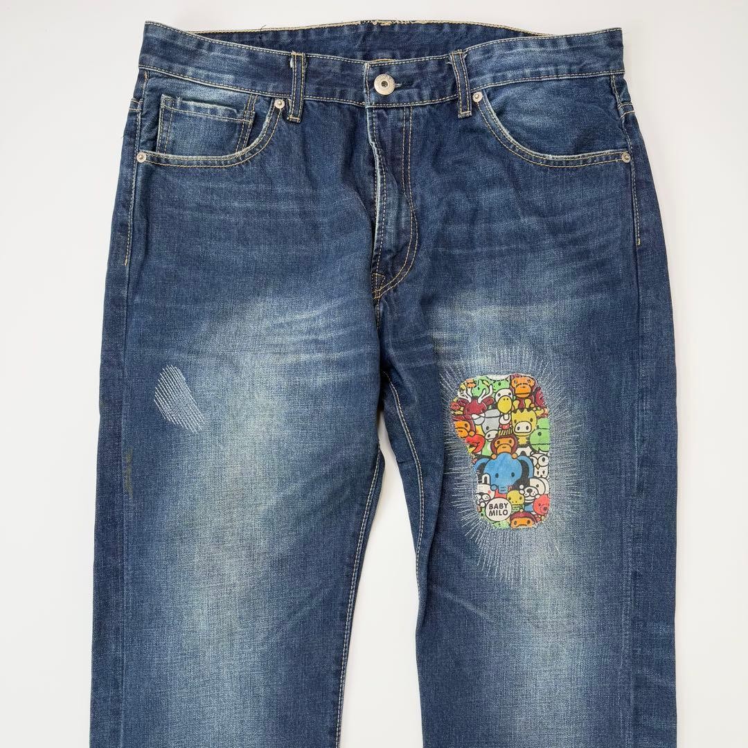 Bape Archive Damaged Denim Patchwork Excellent Us… - image 3