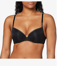 Calvin Klein Black Bra Demi Underwired Push Up Moulded Heavily Padded Smooth