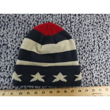 DPC Dorfman Pacific Co Star Knit Beanie Hat Red Navy Cream One Size Acrylic