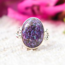 PURPLE COPPER TURQUOISE GEMSTONE RING 925 STERLING SILVER HANDMADE JEWELRY RING
