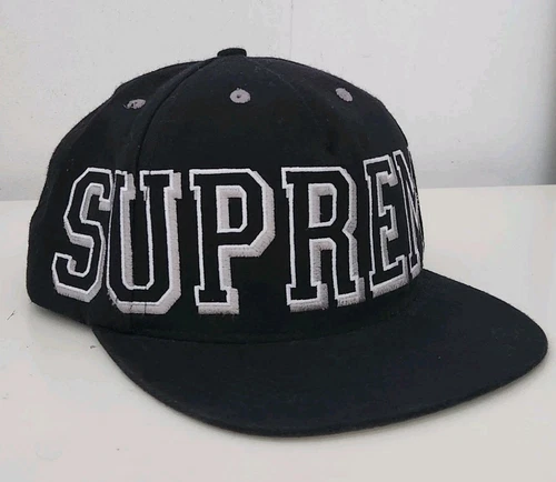 Casquette noire FW13 Supreme Banner 5 panneaux grand logo chapeau vintage ASAP ROCKY rare 2013