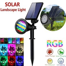 Solar Spot Lights 18 LED Colour Projection Stake Garden Light Outdoor Waterproof