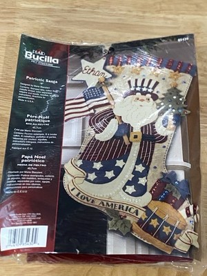 NEW SEALED Bucilla Patriotic Santa 18  Felt Christmas Stocking Kit #85430 - 2006