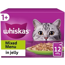 96 x 85g Whiskas 1+ Mixed Menu Adult Wet Cat Food Pouches in Jelly 4.61 per kilo