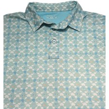Straight Down Men  s Large Blue Golf Geometric Print Performance Golf Polo Shirt