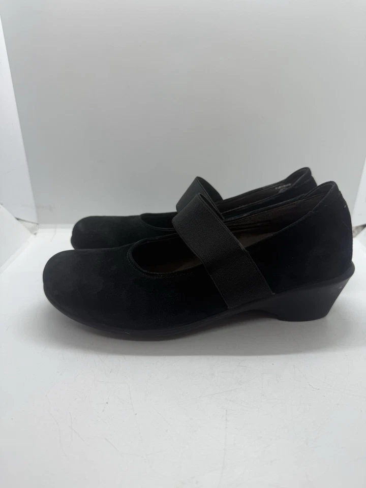 Wolky Para Mujer Talla 7.5 EE. UU. 38 UE Mary Jane Zapatos para Caminar Negro Gamuza Plataforma Foto 3 de 4