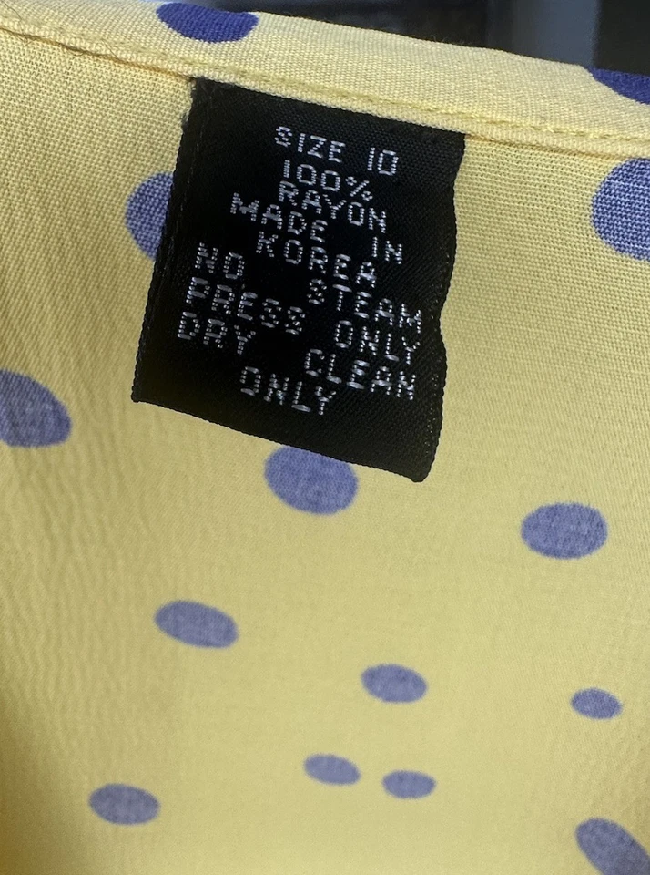 Vtg Bubón By Cynthia Howie Yellow Purple Polka Dot Blouse & Skirt Set Size 10 - Image 3 of 4