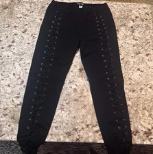 Women's XL Current Mood Lace-Up Jeggings High-Waisted Goth Punk Grunge Dollskill